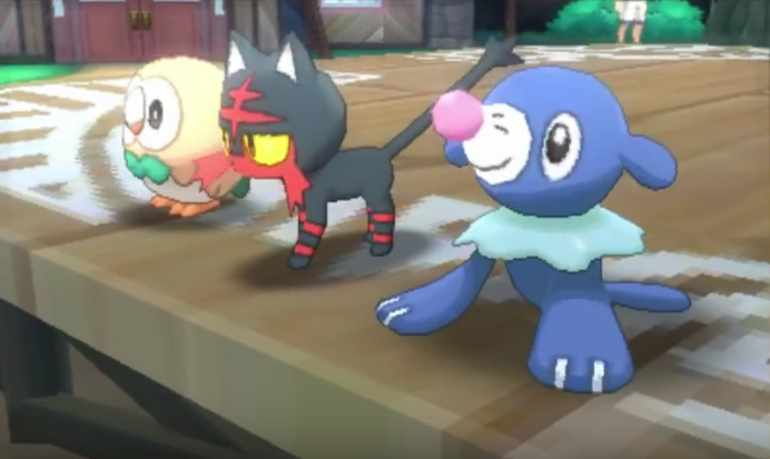 The new starters of Pokmon Sun and Moon, Rowlett, Litten, and Poplio